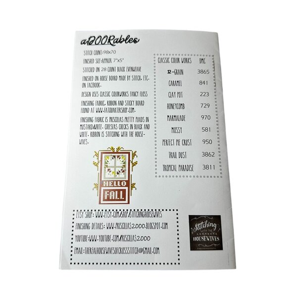 Hello Fall Cross Stitch Pattern ADOORables NEW Stitching With The Housewives - Picture 3 of 3